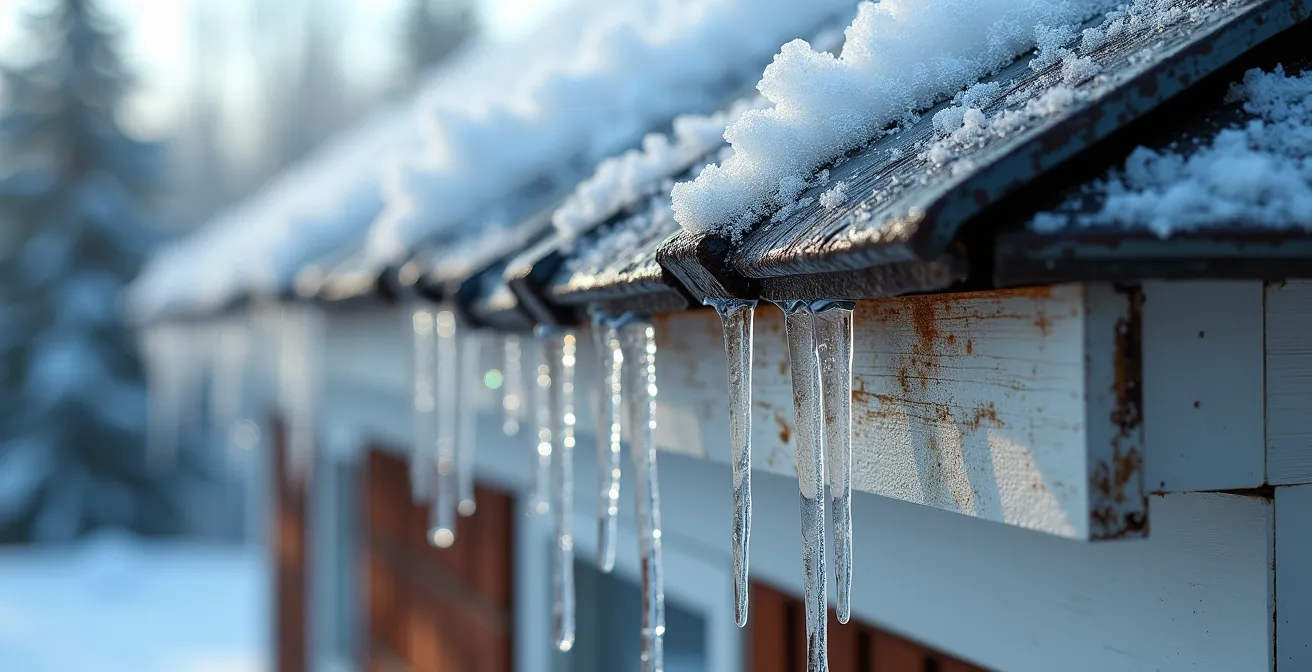 Coupe transversale montrant le parcours de l'eau depuis un barrage de glace jusqu'aux fondations